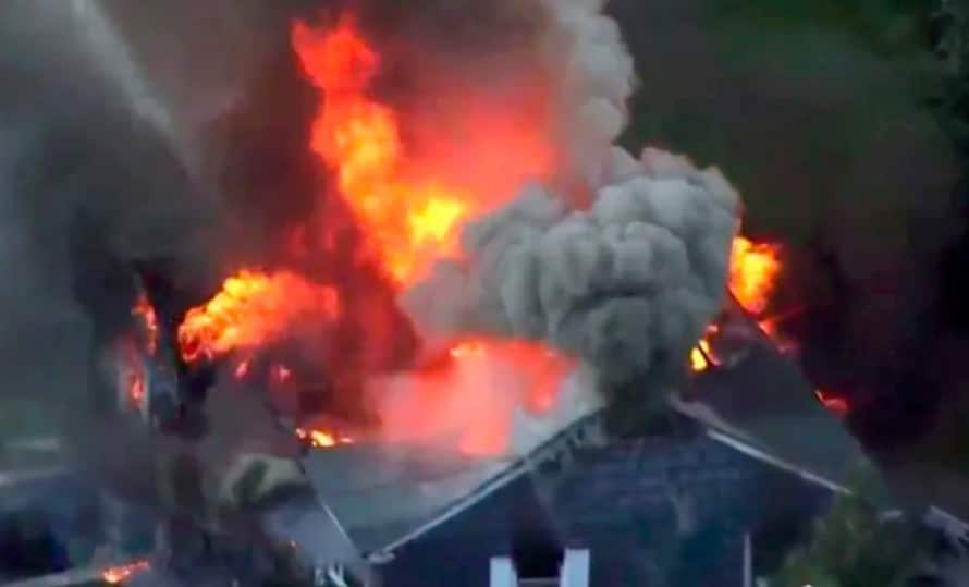 home fire gas explosion threatens firefighters lives